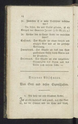 Dritter Abschnitt. Von Gott und dessen Eigenschaften.