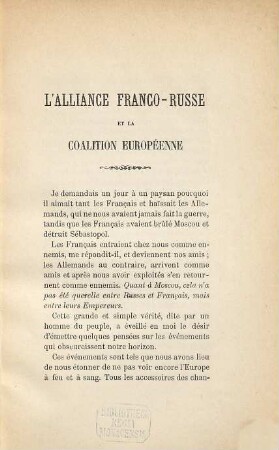 L'Alliance franco-russe et la coalition européenne