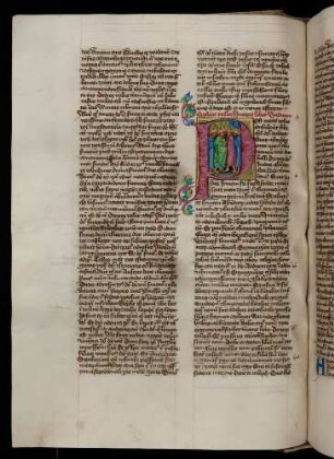 Historisierte Initiale (Judicum): P(ost mortem yosue): Gottvater erscheint den Israeliten