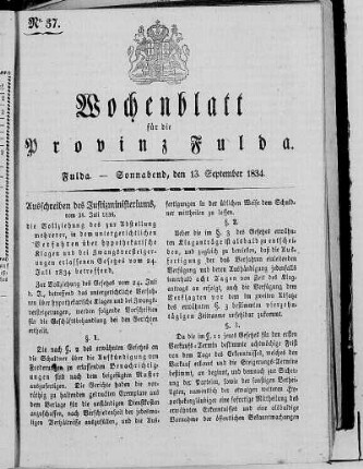 Nr. 37, Ausgabe vom 13. September 1834