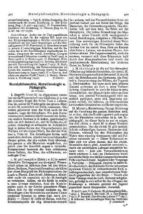 Moralphilosophie, Moraltheologie u. Pädagogik