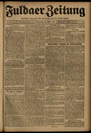 Erste Ausgabe vom Donnerstag, den 24. März 1921.