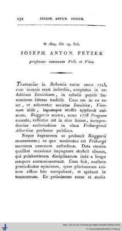 Iosephus Petzek.
