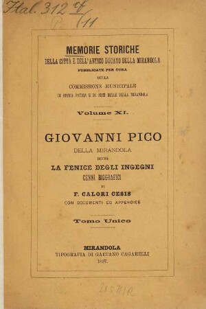 Memorie storiche della città e dell'antico ducato della Mirandola. 11. 1897