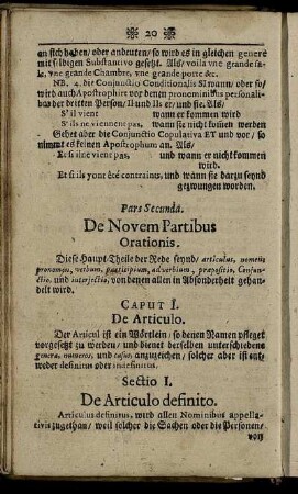 Pars Secunda. De Novem Partibus Orationis.