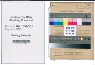 Entnazifizierung Heinrich Sewing , geb. 13.04.1895 (Schlosser)