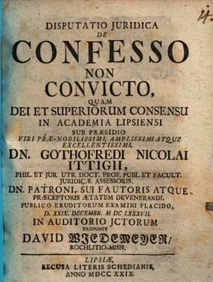 Disputatio iuridica de confesso non convicto