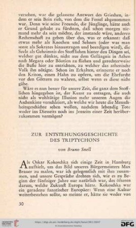Zur Entstehungsgeschichte des Triptychons