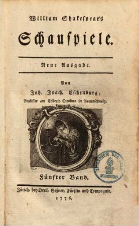 William Shakespear's Schauspiele, Fünfter Band