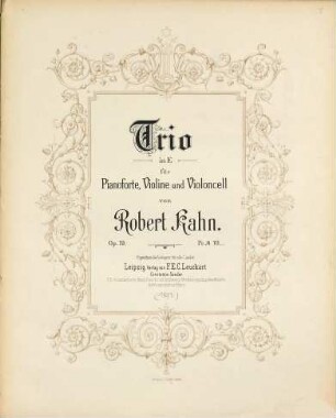 Trio in E : für Pianoforte, Violine u. Violoncell ; op. 19