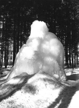 Annaberg-Buchholz. Vereister Springbrunnen im Annaberger Stadtpark