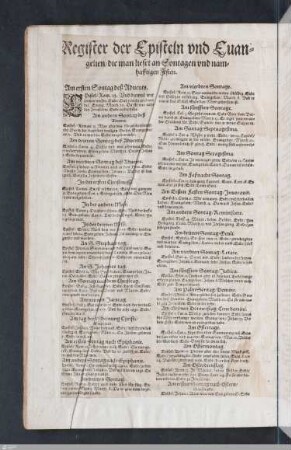 Register zu den Episteln und Evangelien