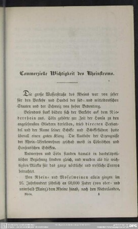 Commerzielle Wichtigkeit des Rheinstroms
