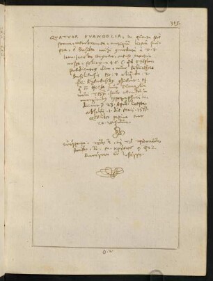 315, Notiz über eine Basler Pergament-Handschrift der 4 Evangelien...
