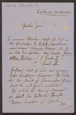 Brief an Musikverlag Ed. Bote und G. Bock (Berlin) : 24.10.1872