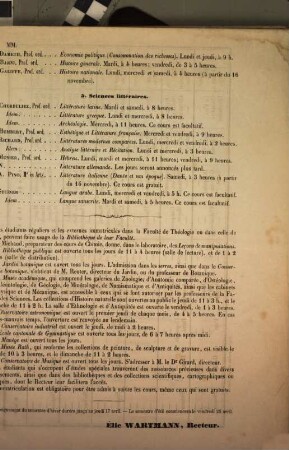 Académie de Genève : jours et heures des cours qui s'ouvriront ... 1861/62, 1861/62