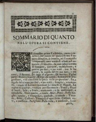 Sommario Di Quanto Nell' Opera Si Contiene.