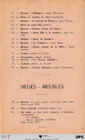 Siéges - Meubles (Nr. 79-153)