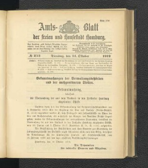 No.253, Dienstag, den 14. Oktober 1919