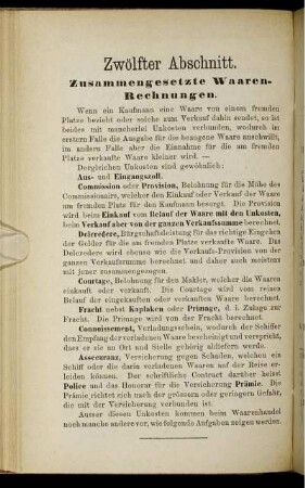 Zwölfter Abschnitt. Zusammengesetzte Waaren-Rechnungen.