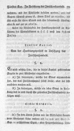 Fünftes Kapitel. Von der Handlungspolitik in Ansehung des Zwischenhandels.