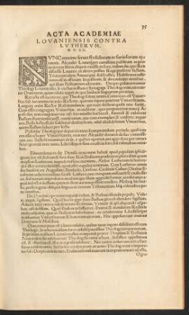 Acta Academiae Lovaniensis Contra Lutherum.