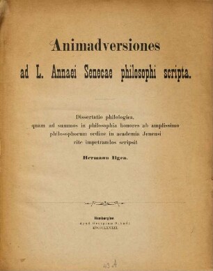 Animadversiones ad L. Annaei Senecae philosophi scripta
