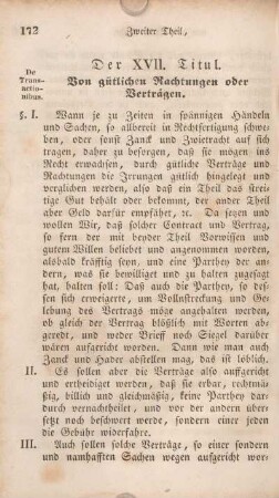 Der XVII. Titul. Von gütlichen Pachtungen oder Verträgen.