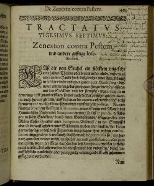 Tractatus Vigesimus Septimus. Zenexton contra Pestem und andere gifftige Infectionen.