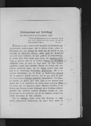 Dilettantismus und Volkskunst
