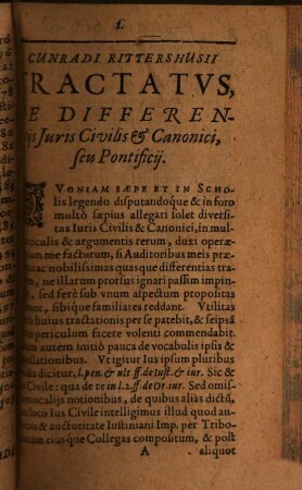 Cunr. Rittershusii Differentiarum iuris civilis et canonici seu pontificii libri septem