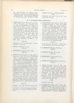 II. E. Außerplanmäßige Professoren
