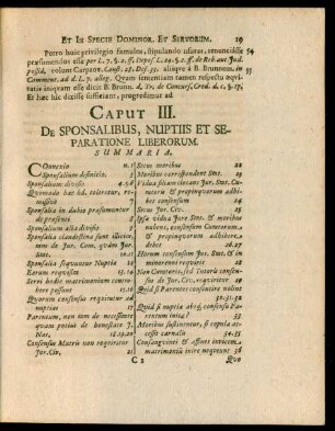 Caput III. De Sponsalibus, Nuptiis Et Separatione Liberorum.