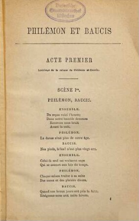 Philémon et Baucis : Opéra-comique en deux actes de Jules Barbier & Michel Carré. Musique de Charles Gounod