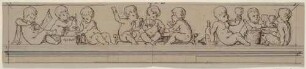 Entwurf für einen Kinderfries (am Kunstvereinsgebäude in Zwickau?): rauchende, Karten spielende und trinkende Putten (das Laster)