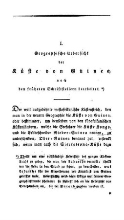 I. Geographische Uebersicht der Küste von Guinea
