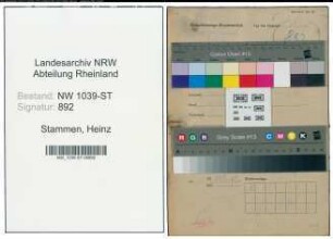 Entnazifizierung Heinz Stammen , geb. 17.11.1919 (Kellner)