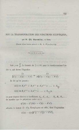 Sur la transformation des fonctions elliptiques.