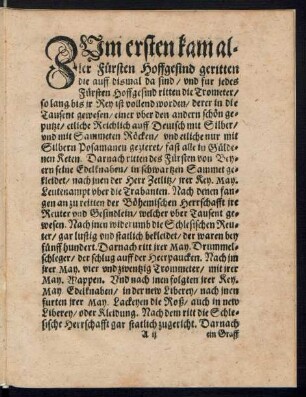 Zum ersten kam aller Fürsten Hoffgesind geritten ...