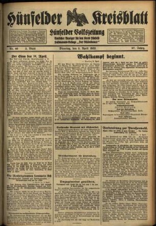 Zweite Ausgabe vom Dienstag, den 05. April 1932.