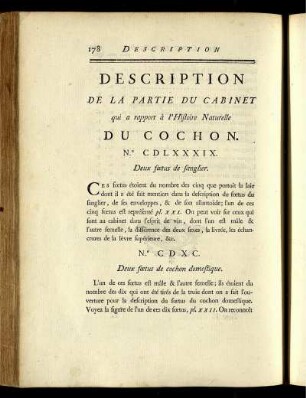Description De La Partie Du Cabinet qui a rapport à l' Histoire Naturelle Du Cochon.