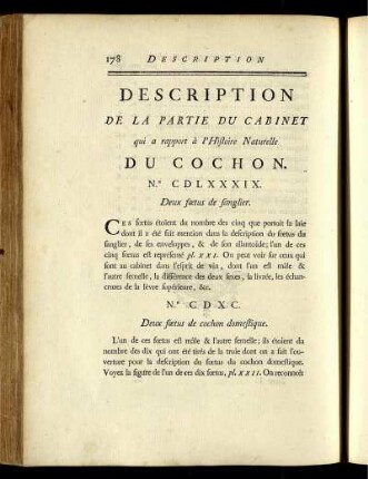 Description De La Partie Du Cabinet qui a rapport à l' Histoire Naturelle Du Cochon.