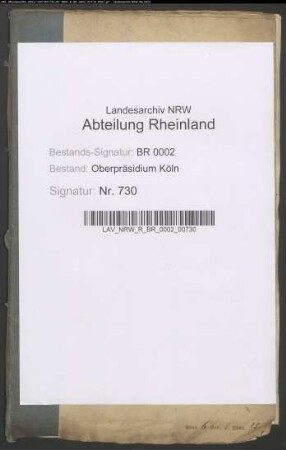 Konzessionsgesuch des Provisors Werkshagen in Monheim zur Errichtung einer eigenen Apotheke.