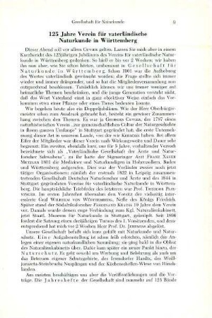 125 Jahre Verein für vaterländische Naturkunde in Württemberg