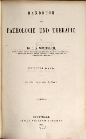 Handbuch der Pathologie und Therapie. 2