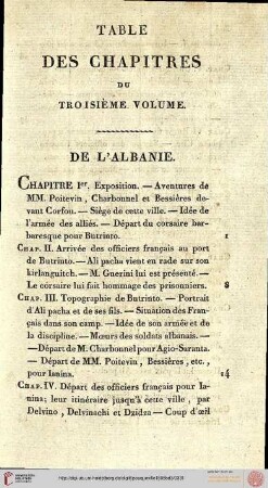 Table des chapitres du troisieme volume