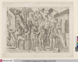 Retrato de la Colona di Roma [Des Cavaliers Romains qui conduisent leurs chevaux par la bride, pour les abbreuver; Roman Horsemen; Römische Ritter führen die Pferde am Zaume zum Flusse hin]