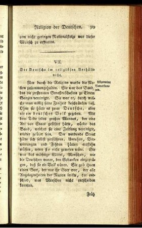 VII. Der Deutsche im religiösen Verhältniße.