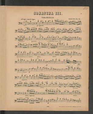 Sonatina III. Violoncello.