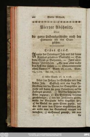 Vierter Abschnitt, über die ganze Leidensgeschichte nach der Harmonie der vier Evangelisten.